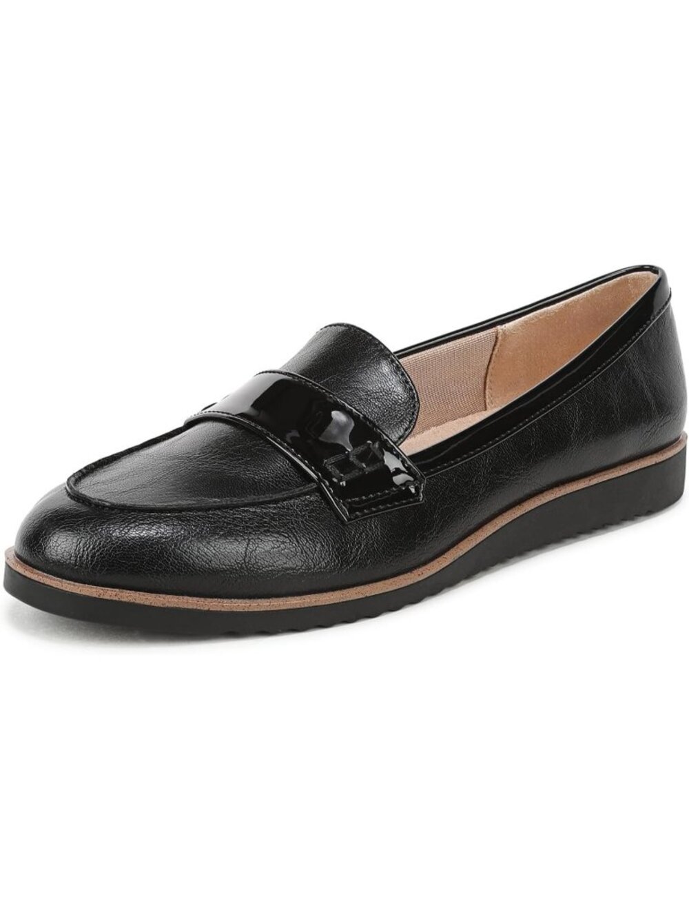Women's Black Patent Closed Toe Flat Slip On Fashion Casual Zee Penny Loafer